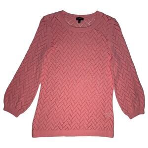 Talbots NWOT Women's Sweater Size Small Cotton Linen Open Knit Pullover Pink S